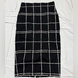 Express Black and White Checkered Pencil Skirt